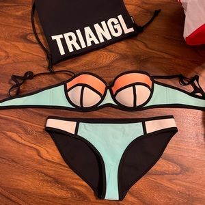 Triangl swim neoprene top and bottoms.